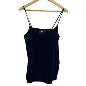 ASOS Silky Darted Flowy Blouse Tank Top Navy Blue Size 6